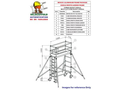 WPK201 - 2.45米平臺鋁合金移動式腳手架